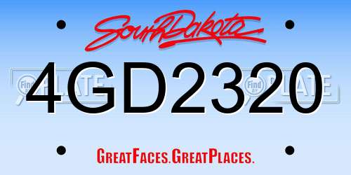 4GD2320 South Dakota License Plate