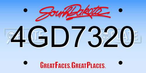 4GD7320 South Dakota License Plate