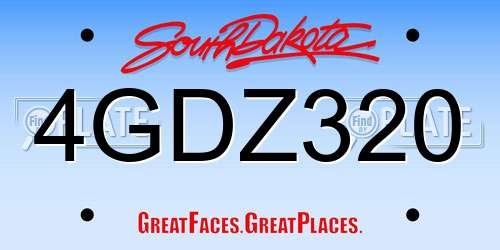 4GDZ320 South Dakota License Plate