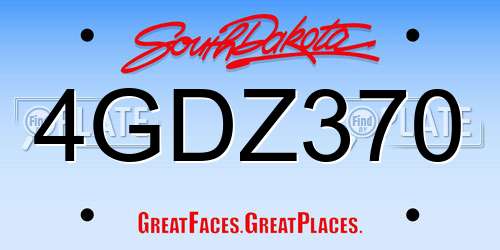 4GDZ370 South Dakota License Plate