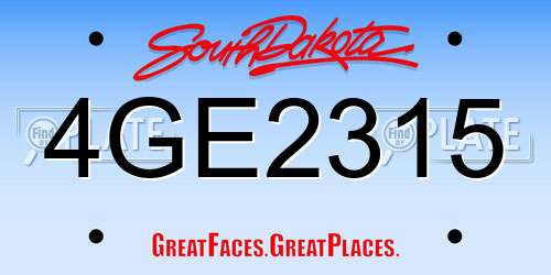 4GE2315 South Dakota License Plate
