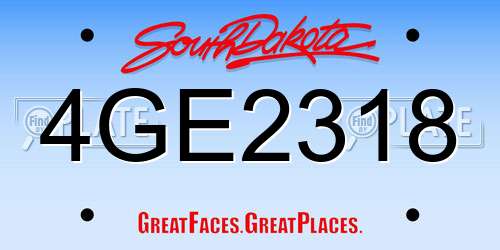 4GE2318 South Dakota License Plate