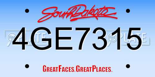 4GE7315 South Dakota License Plate