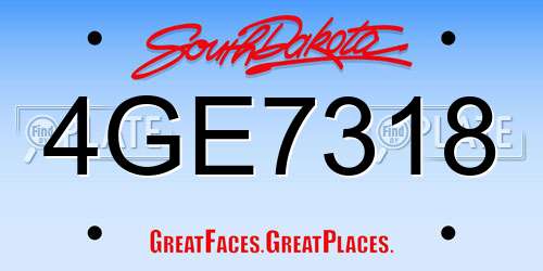 4GE7318 South Dakota License Plate