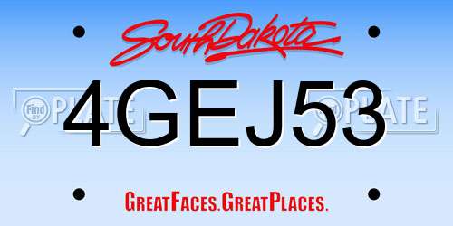 4GEJ53 South Dakota License Plate