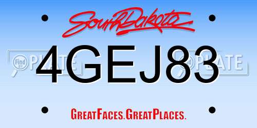 4GEJ83 South Dakota License Plate