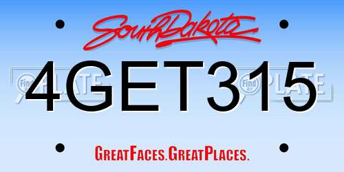 4GET315 South Dakota License Plate
