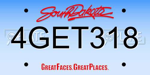 4GET318 South Dakota License Plate