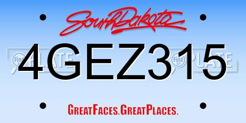 4GEZ315 South Dakota License Plate