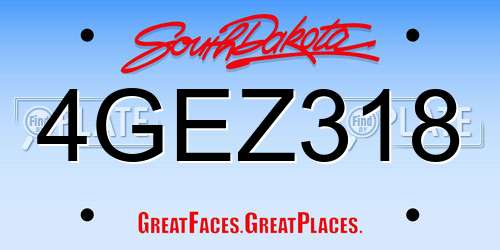 4GEZ318 South Dakota License Plate