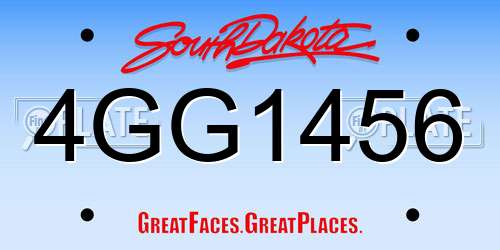 4GG1456 South Dakota License Plate