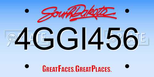 4GGI456 South Dakota License Plate