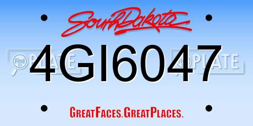 4GI6047 South Dakota License Plate
