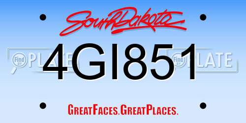 4GI851 South Dakota License Plate