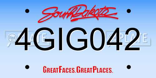 4GIG042 South Dakota License Plate