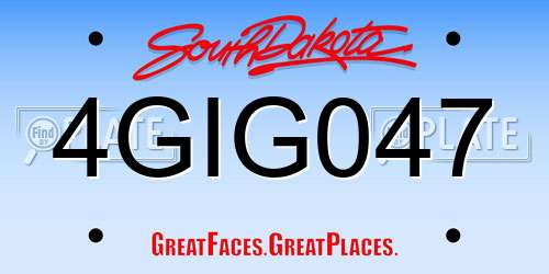 4GIG047 South Dakota License Plate