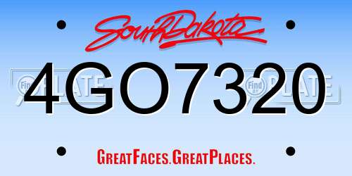 4GO7320 South Dakota License Plate