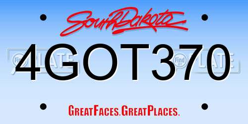 4GOT370 South Dakota License Plate