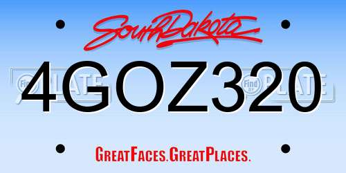 4GOZ320 South Dakota License Plate