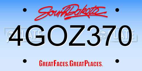 4GOZ370 South Dakota License Plate