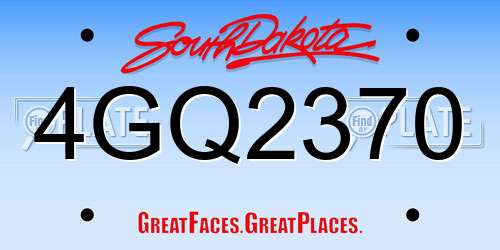4GQ2370 South Dakota License Plate