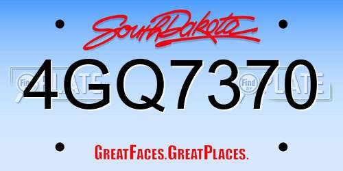 4GQ7370 South Dakota License Plate