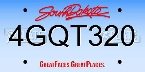4GQT320 South Dakota License Plate