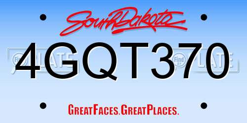 4GQT370 South Dakota License Plate