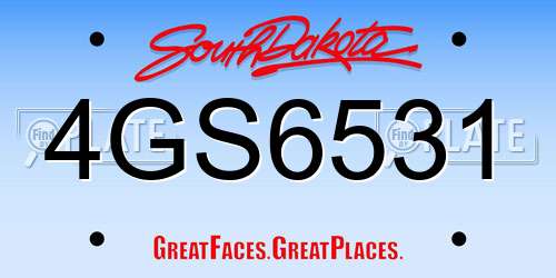 4GS6531 South Dakota License Plate