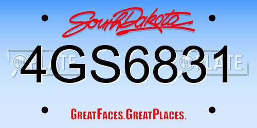 4GS6831 South Dakota License Plate