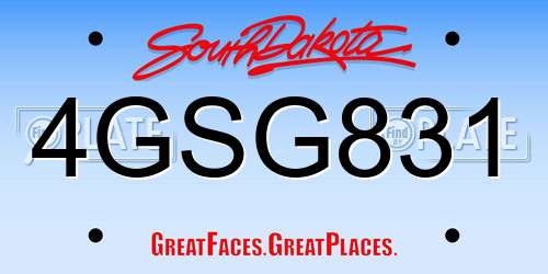 4GSG831 South Dakota License Plate