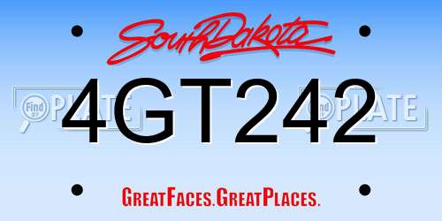 4GT242 South Dakota License Plate