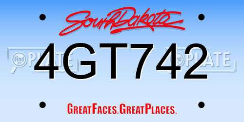 4GT742 South Dakota License Plate