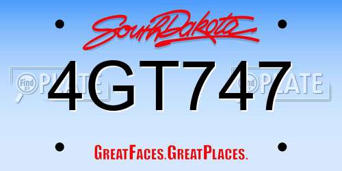 4GT747 South Dakota License Plate