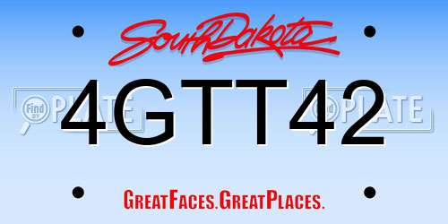4GTT42 South Dakota License Plate