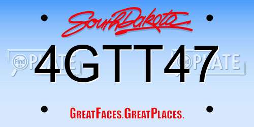 4GTT47 South Dakota License Plate
