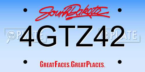 4GTZ42 South Dakota License Plate