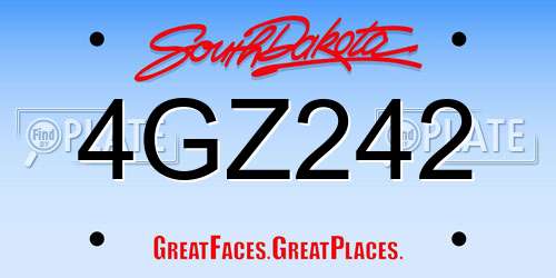 4GZ242 South Dakota License Plate