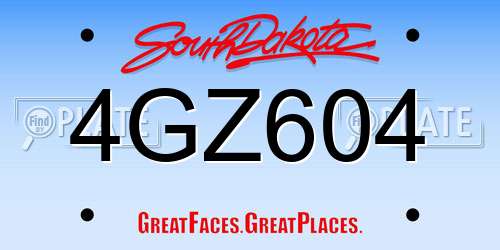 4GZ604 South Dakota License Plate