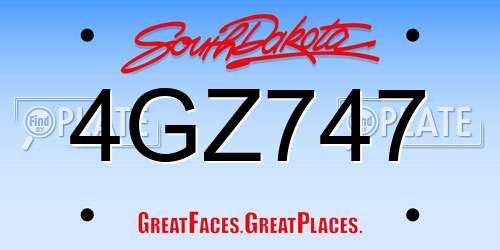 4GZ747 South Dakota License Plate