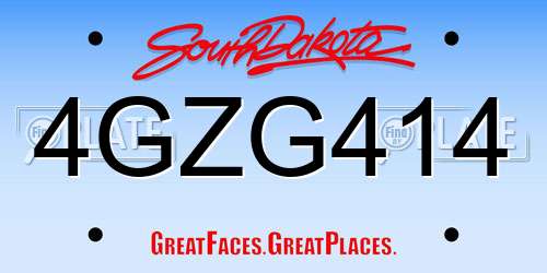 4GZG414 South Dakota License Plate