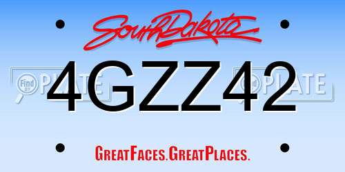 4GZZ42 South Dakota License Plate