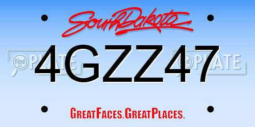 4GZZ47 South Dakota License Plate
