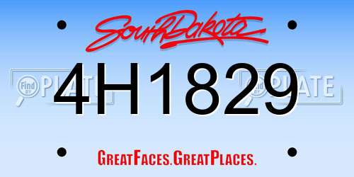 4H1829 South Dakota License Plate