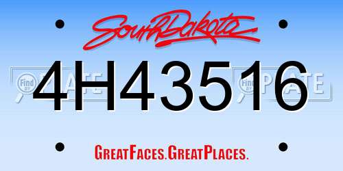 4H43516 South Dakota License Plate