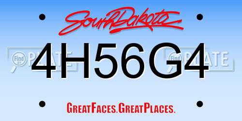 4H56G4 South Dakota License Plate