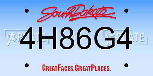 4H86G4 South Dakota License Plate