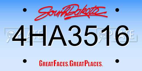 4HA3516 South Dakota License Plate