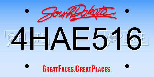 4HAE516 South Dakota License Plate