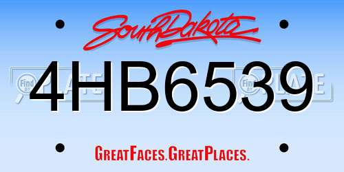 4HB6539 South Dakota License Plate